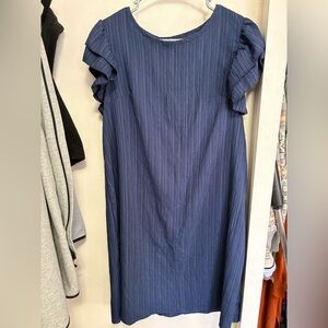 Navy Blue Ruffle Sleeve Dress